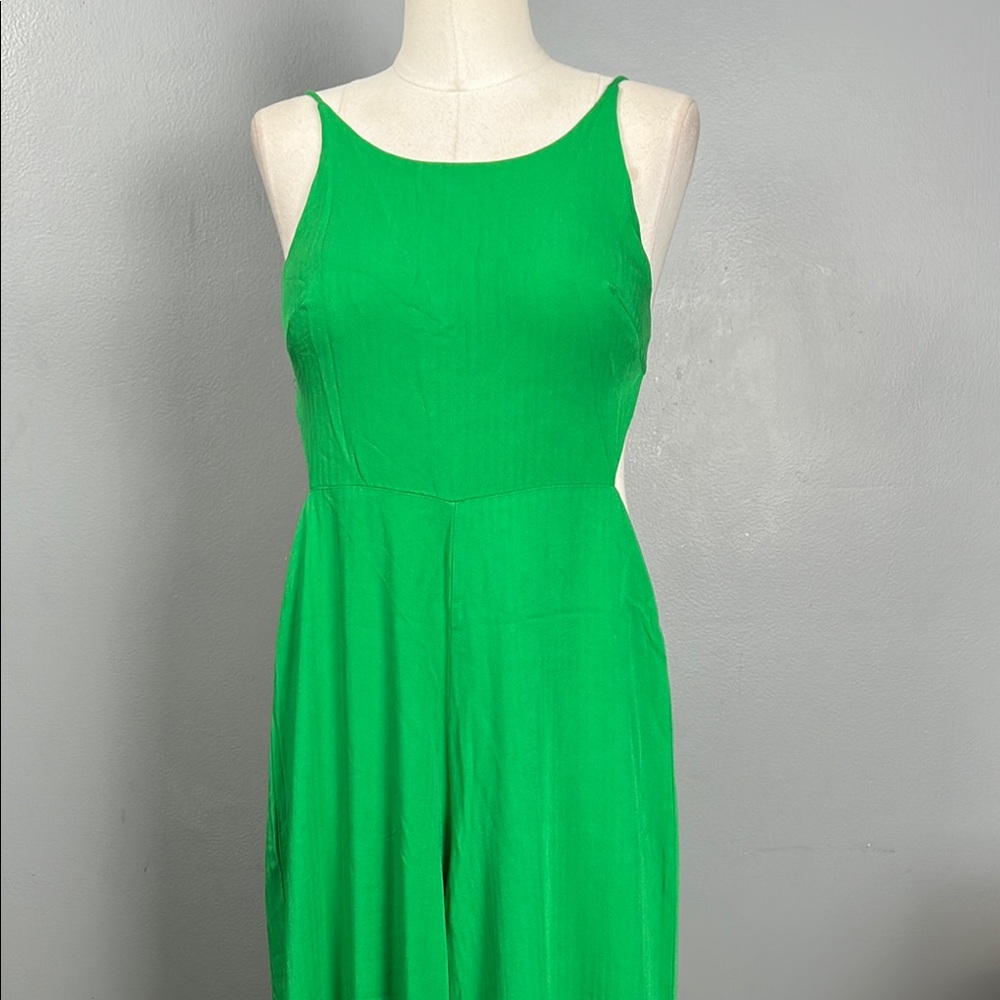 Farm Rio Green Wide Leg Open Back Jumpsuit size P Women's